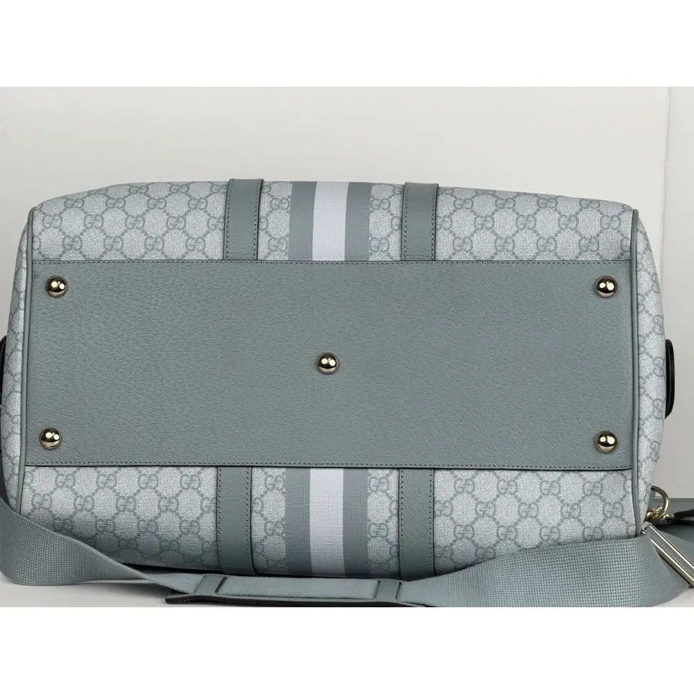 Gucci Ophidia Medium Duffle Bag in Blue GG Supreme Canvas and Leather